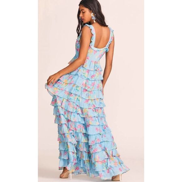 LoveShackFancy Women’s Idra Maxi Dress in Sky Lullaby Blue Sz 4 - Picture 2 of 6